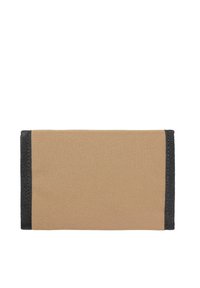 Cartera rectangular plana hecha de tela texturizada, con bordes en negro oscuro. Diseño simple sin patrones ni herrajes visibles.