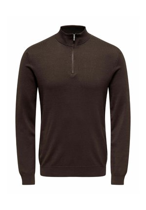Only & Sons, ONSWYLER LIFE REG 14 HALF ZIP KNIT NOOS - Pullover - coffee bean