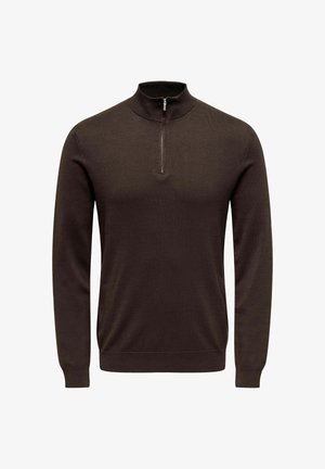 Only & Sons, ONSWYLER LIFE REG 14 HALF ZIP KNIT NOOS - Pullover - coffee bean