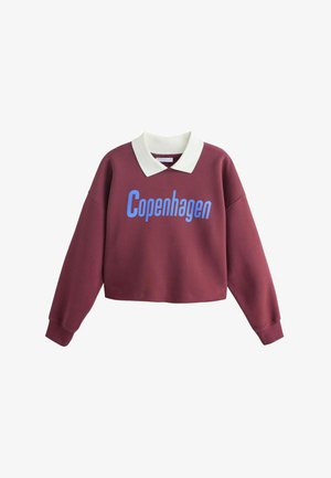 Next, REGULAR FIT - CROPPED COLLARED GRAPHIC - Sweatshirt - burgundy red