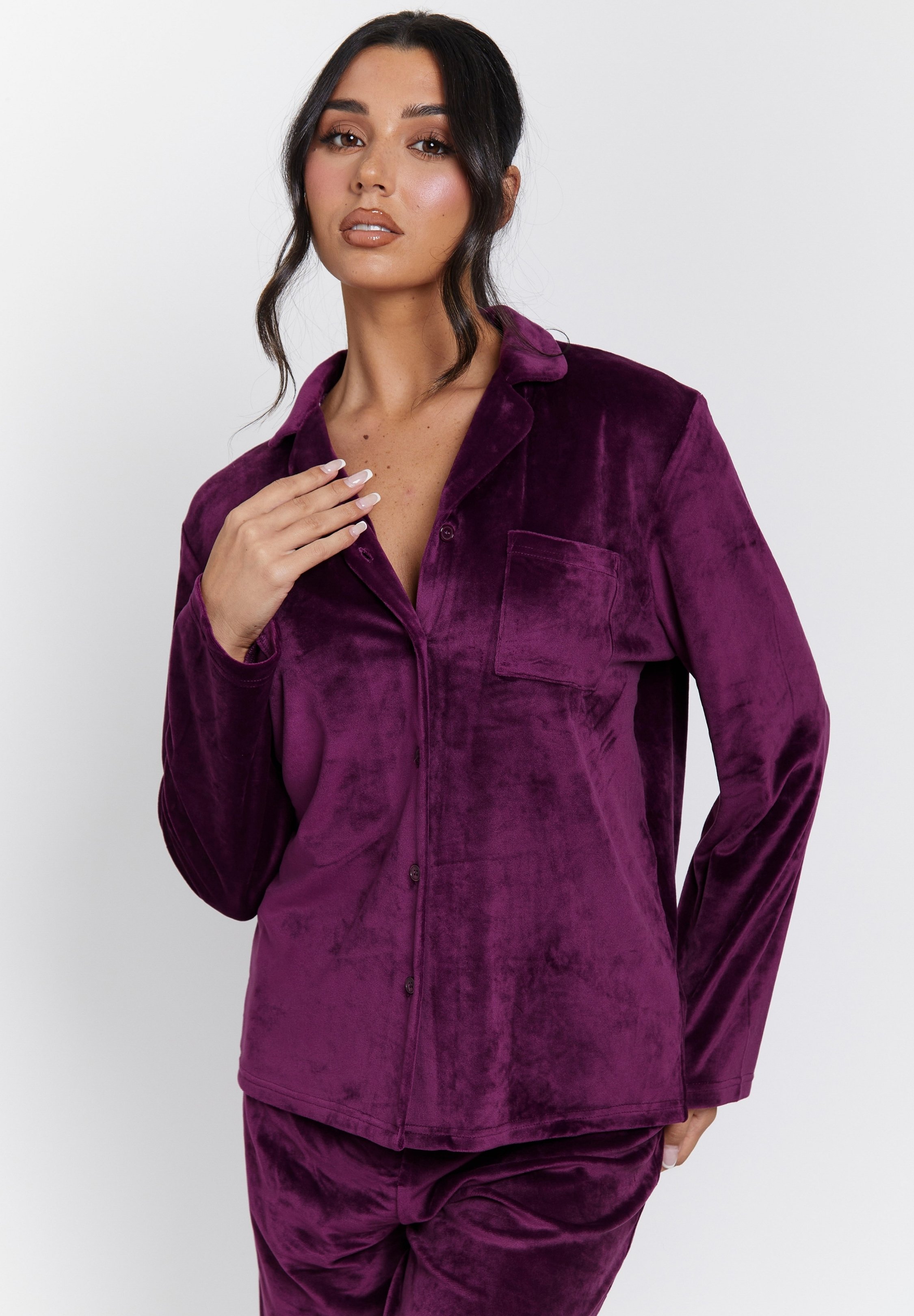 Loungeable VELOUR TRADITIONAL LONG SLEEVE SET - Pyjama set