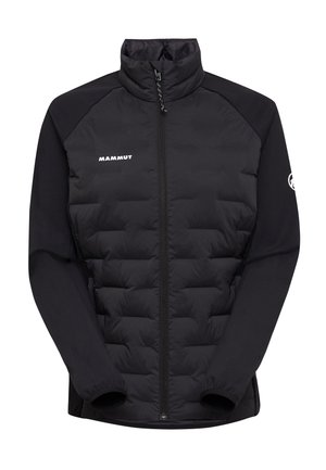 Fekete puffankabát, elülső cipzárral, bordázott gallérral és hosszú ujjakkal. Anyaga steppelt és rugalmas szövet keveréke. Logó a mellen.