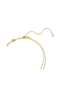 Kuldse värvusega käevõru, millel on kaks ahelat, lukuga ja ühe otsa juures väike selge gemmimees. Geomeetrilised lingid lisavad detaili.