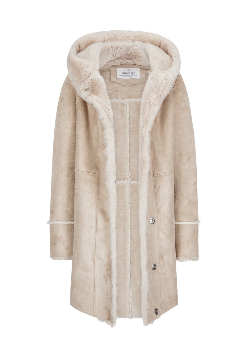 Klassischer Mantel Wattierter Mantel Damen Beige Milestone