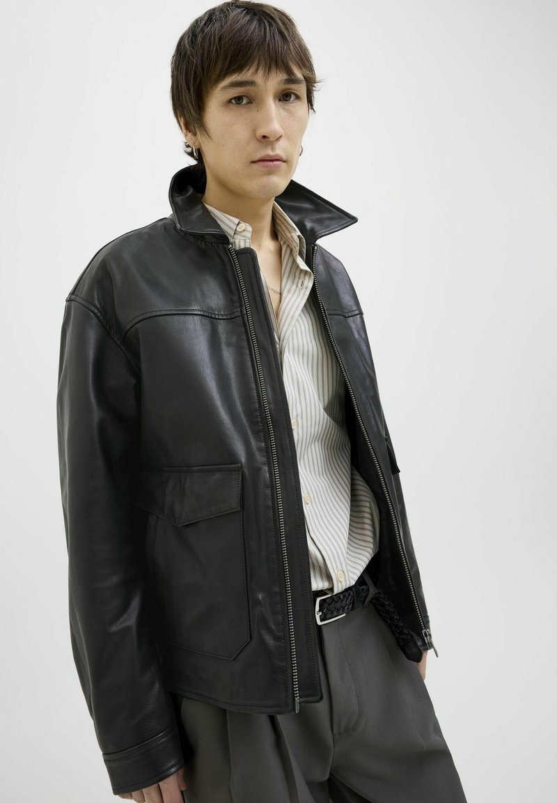 JACK & JONES Jprccwallace Giacca In Pelle Uomo, Classico Stile Danese - 3