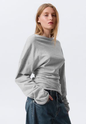 PLEATED LONG SLEEVE - Langarmshirt - grey melange dusty