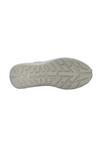 Suola della scarpa con un design curvo e testurizzato in grigio chiaro, con battistrada diagonali e rettangolari, marchiata con "JOSEF SEIBEL" e misura 42.