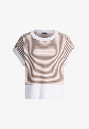 JOOP!, KURZARMPULLOVER KIPE - T-shirt imprimé - hellbraun creme gestreift