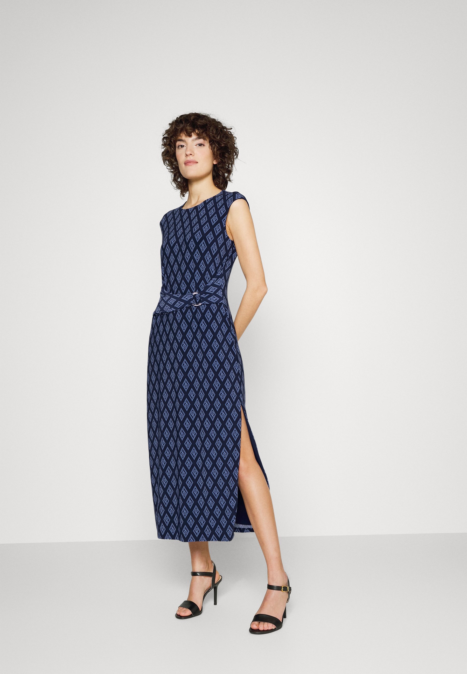Lauren Ralph Lauren GEOMETRIC LOGO-PRINT JERSEY DRESS - Maxikleid - navy/ blue/blau - Zalando.at