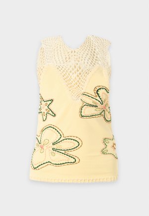 Jaded London, BEADED HALTER WITH CROCHET HOOD - Débardeur - yellow