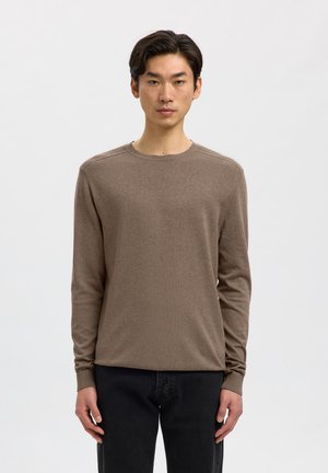 Selected, SLHBERG CREW NECK - Svetrík - teak/melange