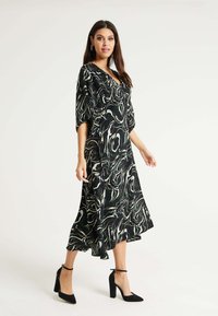 Liquorish SCRIBBLE PRINT WITH SLEEVES  - Day dress - black