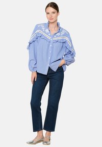 LolaLiza WITH EMBROIDERY - Button-down blouse - blue faience