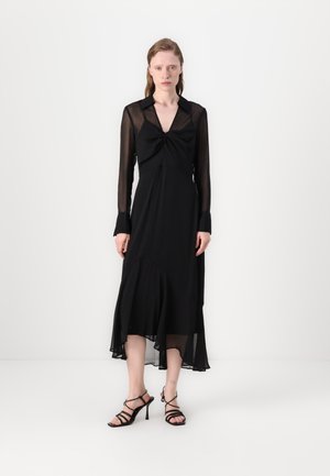 COLLAR KNOT FRONT MIDI - Day dress - black