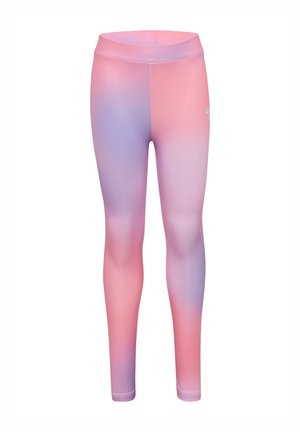 Børne leggings i fuld længde med høj talje, med en pink og lilla gradientfarve.