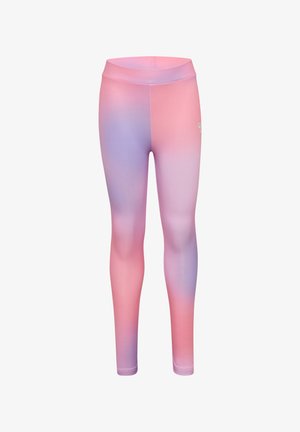 Kinder-Leggings in voller Länge mit hohem Bund, mit einem pink-lila Farbverlauf.