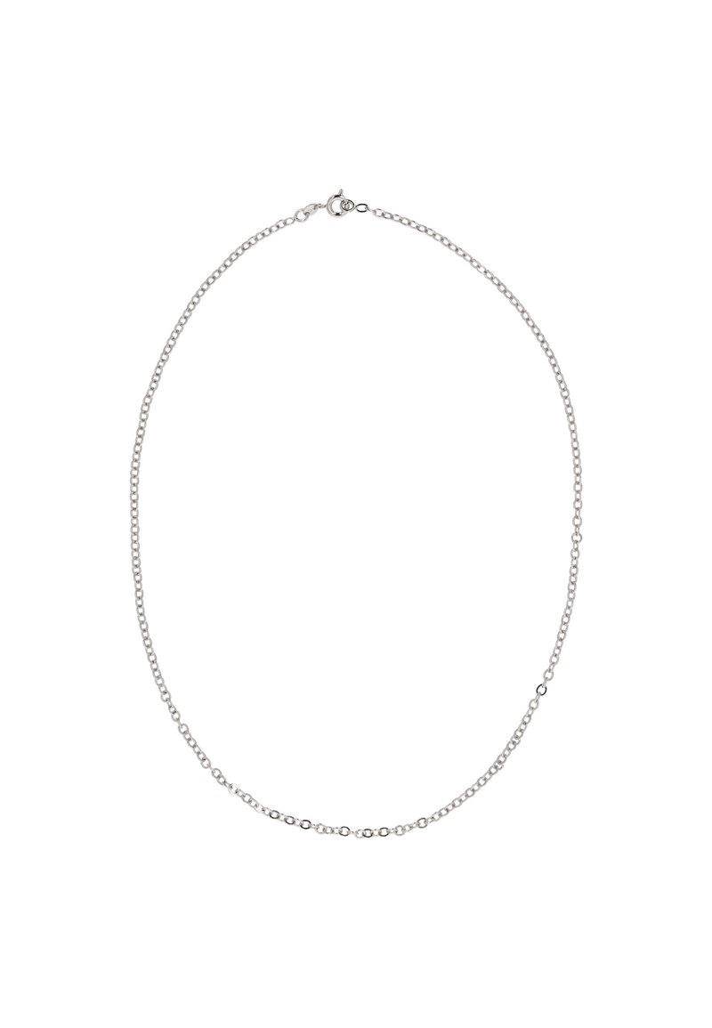 Zilveren ketting met een delicate schakeldesign, bestaande uit ovale en ronde schakels. Afgewerkt met een sluiting voor gemakkelijk sluiten.