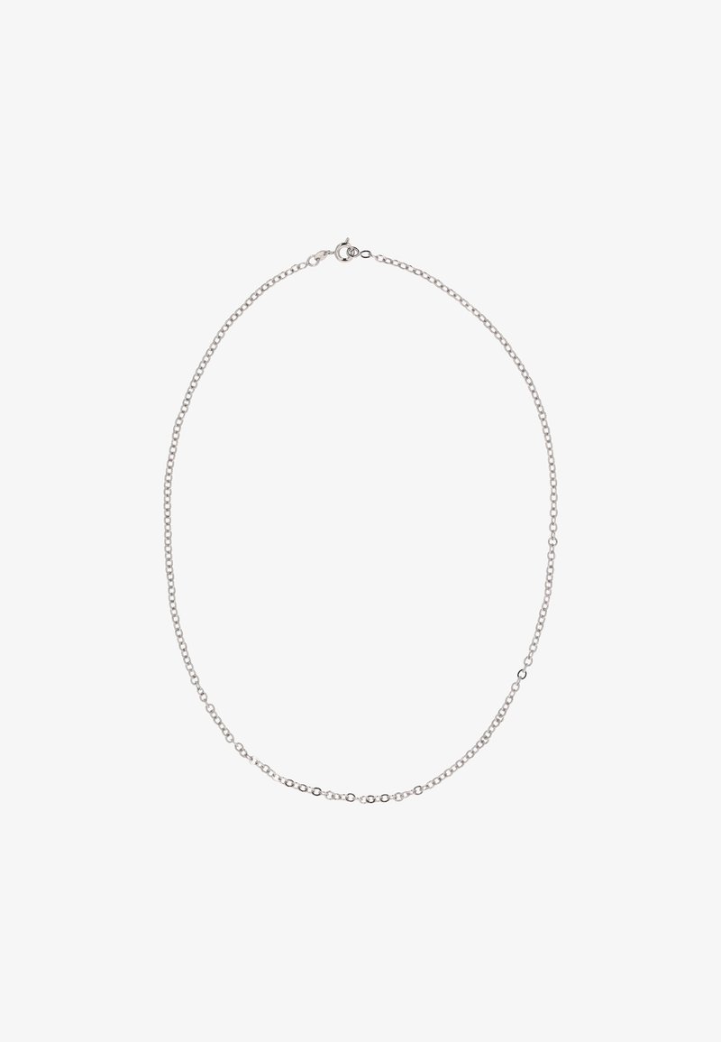 Zilveren ketting met een delicate schakeldesign, bestaande uit ovale en ronde schakels. Afgewerkt met een sluiting voor gemakkelijk sluiten.
