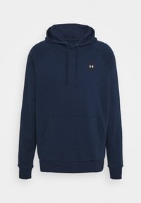 Felpa con cappuccio blu navy realizzata in tessuto morbido, con tasca frontale e un piccolo logo sul petto. Maniche raglan per il massimo comfort.