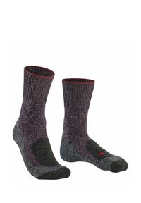 Skarpetki do kolan w ciemnoszarym kolorze z teksturowanym splotem, prążkowanym wykończeniem u góry, wzmocnionym piętą i palcami w kontrastowym kolorze z małym logo.