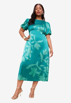 Friends Like These PRINT PUFF SLEEVE NECK MIDI - Freizeitkleid - green floral