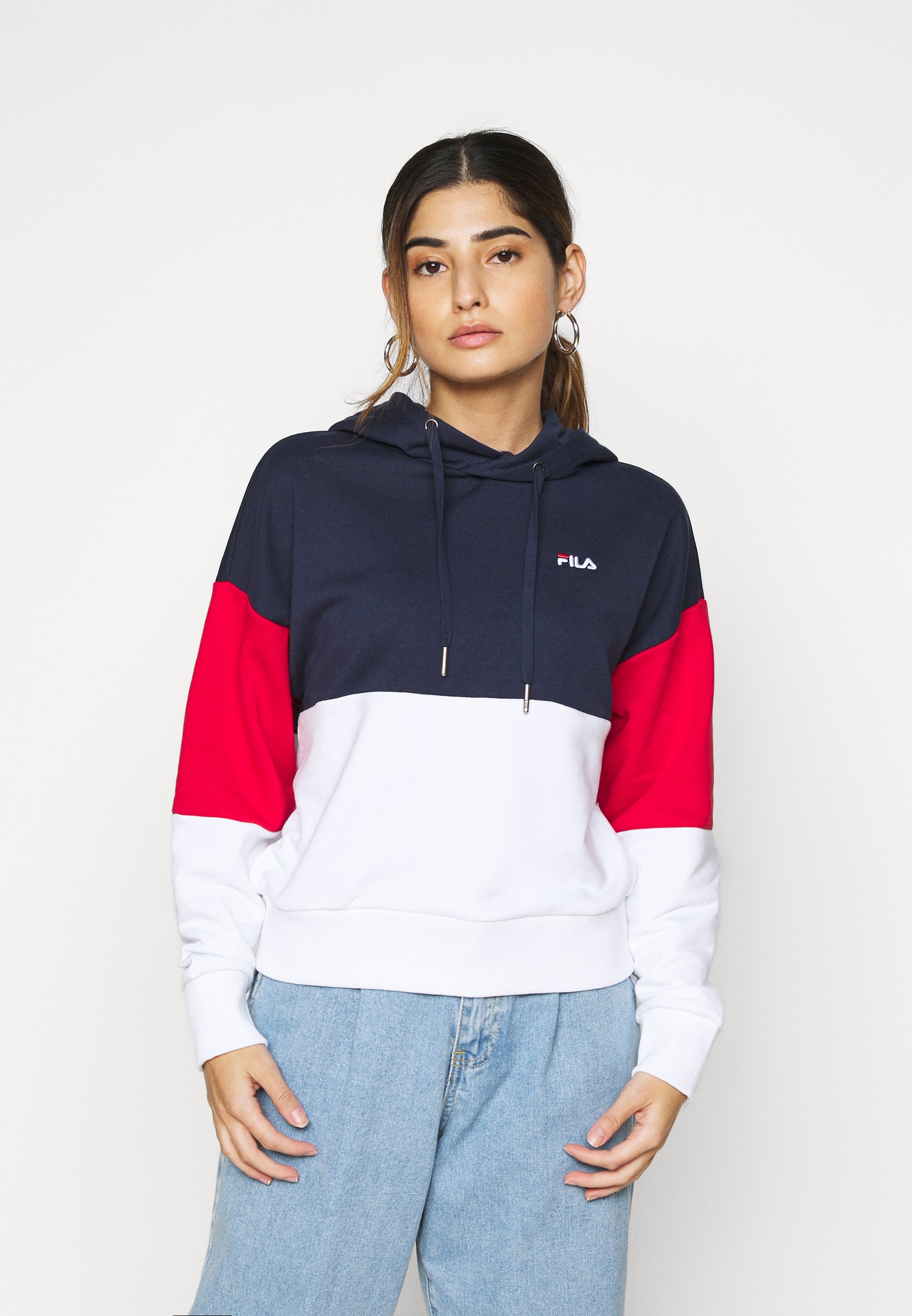 fila blue white red hoodie