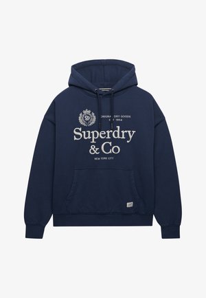 Superdry & Co, SUPERDRY LUXE CASUAL EMBROIDERED RELAXED HOODIE.. - Hættetrøje - richest navy