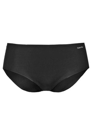 Black brief, seamless design, made from a smooth material. Features a Calvin Klein logo on the waistband.