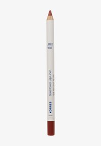 Liner labbra in un'unica tonalità, in matita di legno bianco con punta rossa. Presenta scritte blu, tonalità numero 02: Nude Neutro. Design leggero.