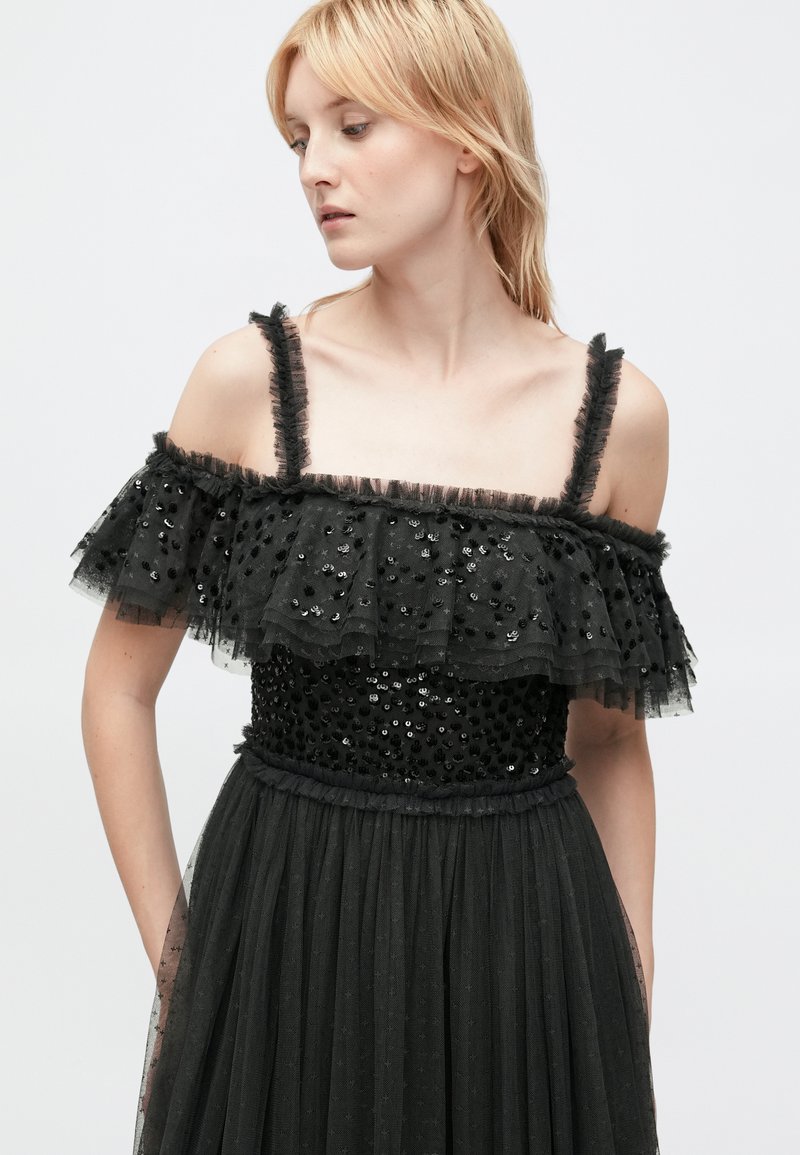 Needle & Thread DAPPLED SEQUIN BODICE OFF-SHOULDER ANKLE GOWN - Cocktail  dress / Party dress - graphite/black - Zalando.co.uk