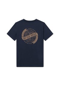 Les Deux GLOBE - T-shirt estampada - dark navy/tobacco brown