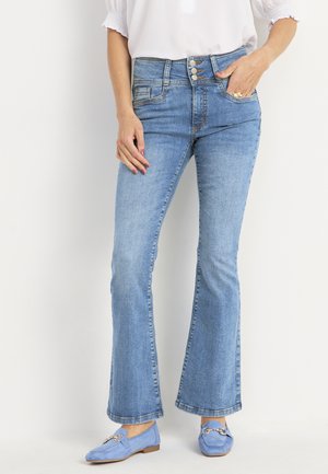 WITH HIGH WAIST - Jeans Bootcut - light blue denim