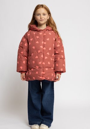 Looxs Revolution, WINTERJAS TERRA MET PINK HARTJES - Wintermantel - bruin