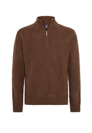 Boggi Milano HALF-ZIP  - Svetr - hazelnut