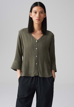 RELAXED FIT RIB - Blouse - olive leaf