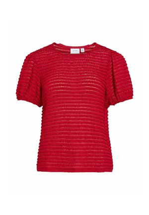 VILA, SHORT SLEEVED TOP VILOGAN ROUND NECK - Blouse - savvy red