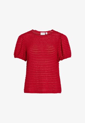 VILA, SHORT SLEEVED TOP VILOGAN ROUND NECK - Bluse - savvy red