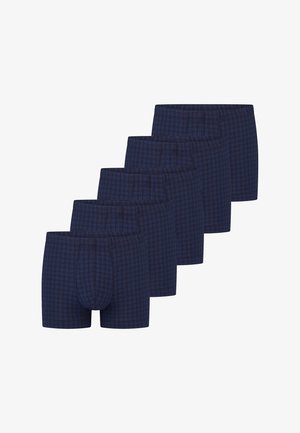 Bokserki w ciemnym granacie z wzorem w kratkę, wykonane z linii jaśniejszego niebieskiego. Wykonane z miękkiego materiału, z elastycznym paskiem w talii. Opakowanie zawiera sześć sztuk.