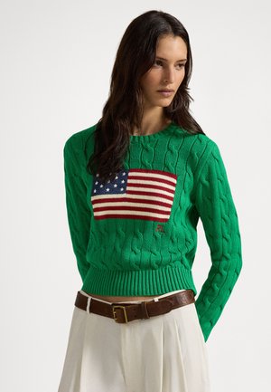 FLAG SHRUNKEN CABLE COTTON SWEATER - Pullover - billiard