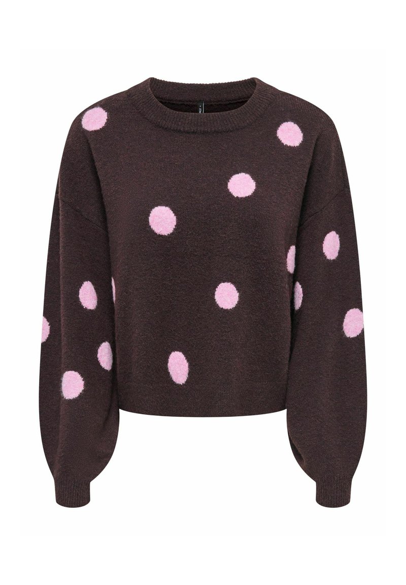 ONLY ONLRICA DETAIL O NECK - Neule - fudge/viininpunainen - Zalando.fi