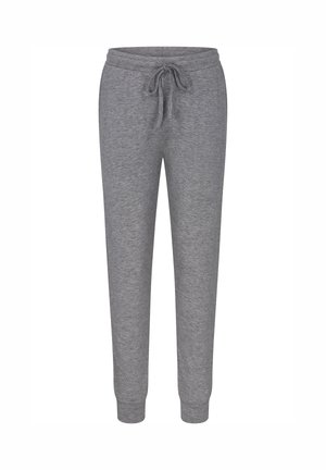 Graue Sweatpants aus weichem, strukturiertem Stoff. Mit elastischem Bund und Kordelzug sowie schmal zulaufenden Bündchen an den Knöcheln.