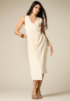 MIDI A PORTAFOGLIO - Freizeitkleid - bianco