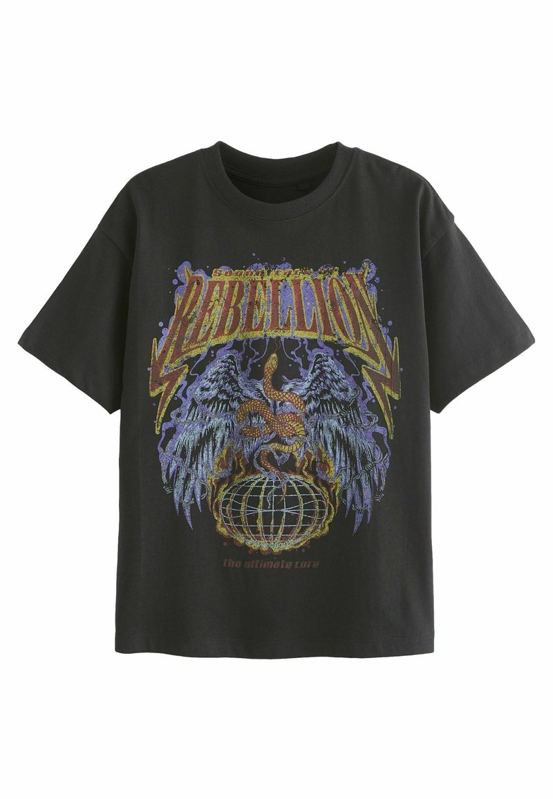 Next RELAXED FIT SHORT SLEEVE GRAPHIC STANDARD - Printtipaita - black rebellion
