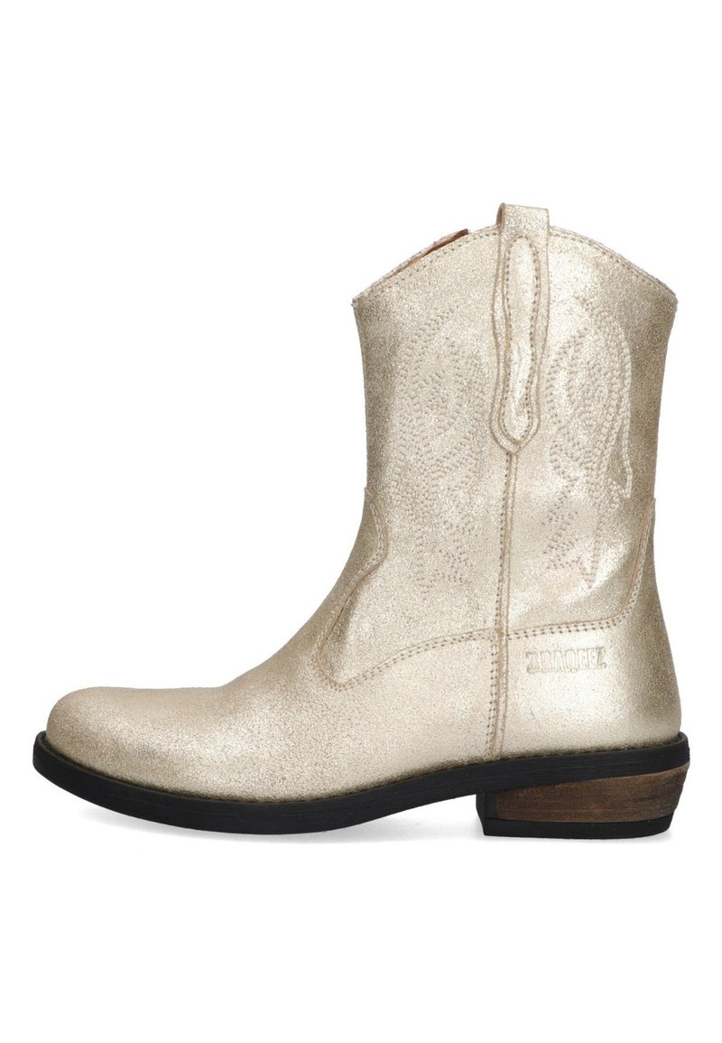 Braqeez - Cowboy-/Bikerlaarsjes - goud, Vergroten
