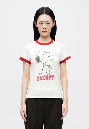 SLIM RINGER TEE SNOOPY - Print T-shirt - vintage white