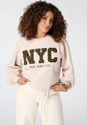MS Mode, MS MODE PULLOVER SWEATSHIRT MIT SCHRIFTZUG - Sweater - sand