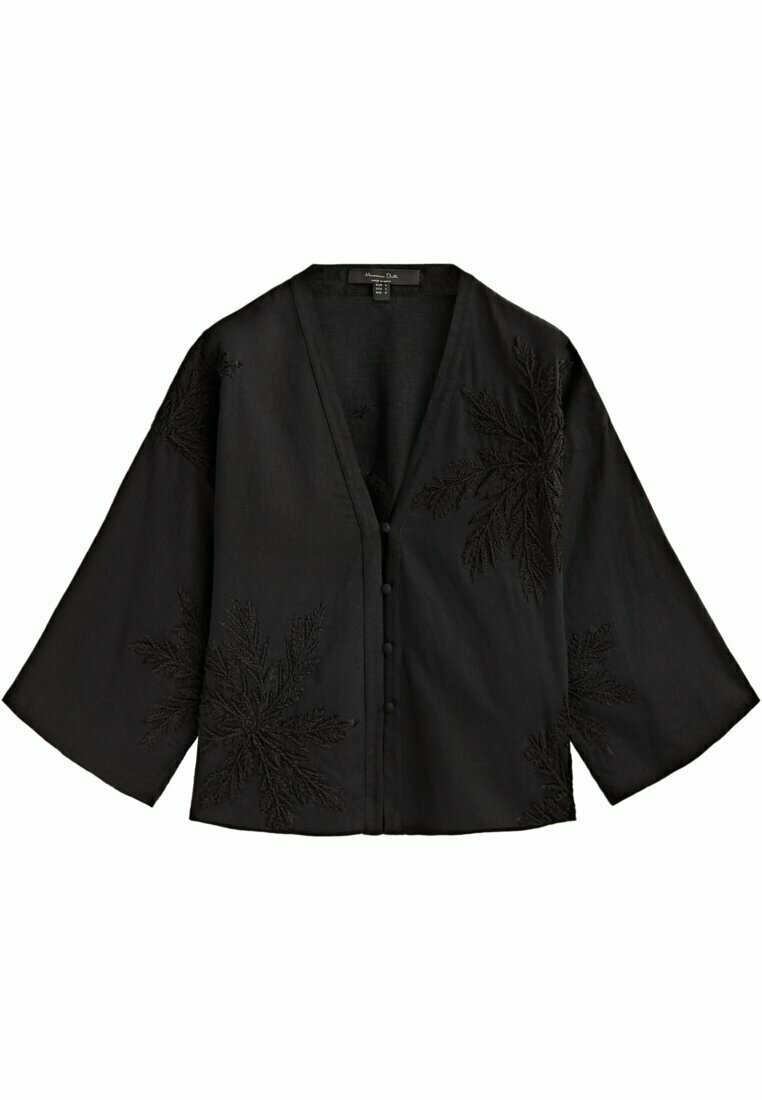 Massimo Dutti KIMONO WITH EMBROIDERY Blouse black Zalando.de