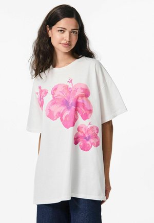 PCMIKKA SS O-NECK OZ TEE BOX D2D JRS - Potiskana majica - bright white