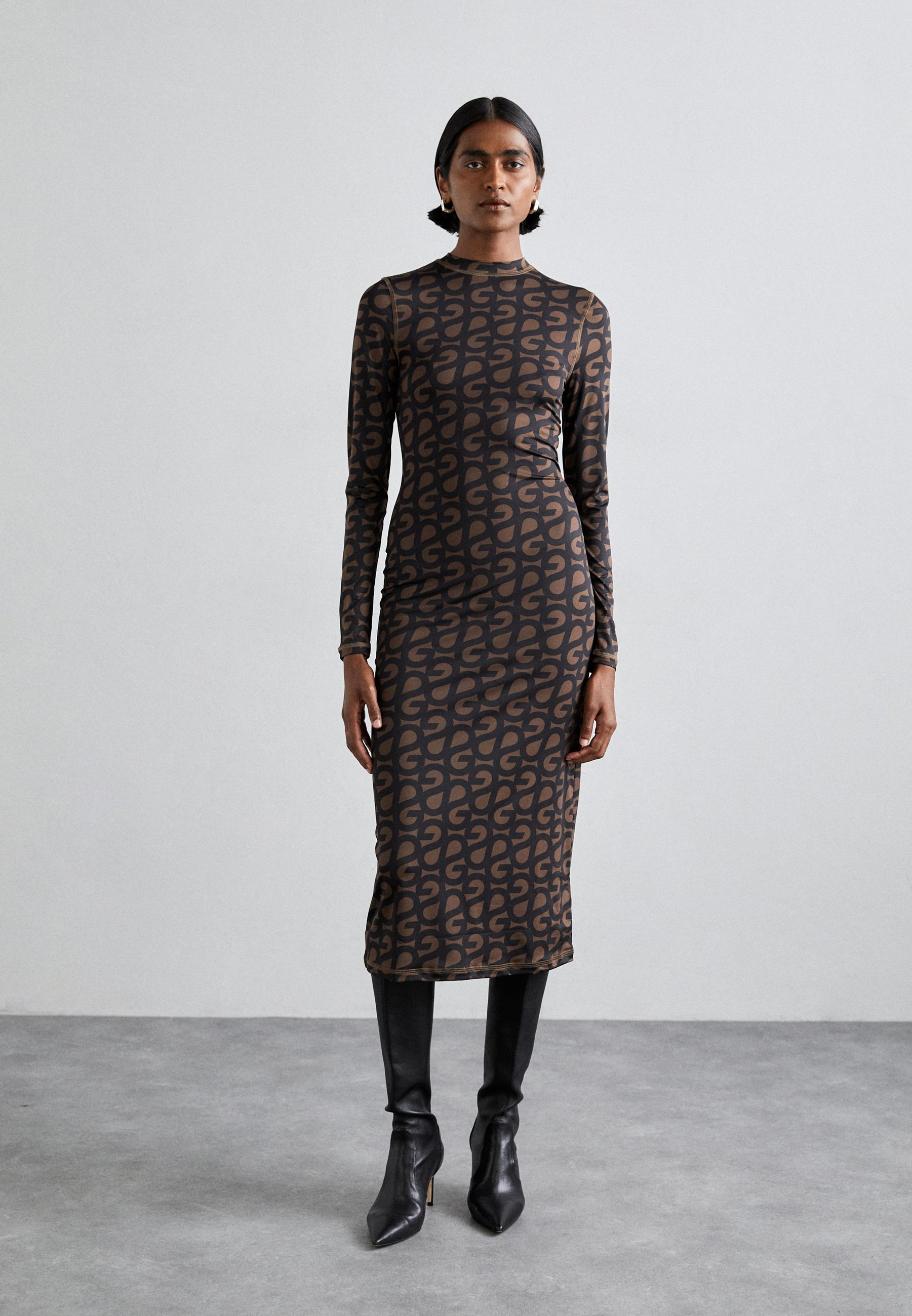 Stine Goya LONG SLEEVE MIDI DRESS - Jersey dress - brown - Zalando.co.uk