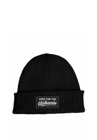 MoonWorks MIT PATCH SPRUCH HERE FOR THE GLÜHWEIN AUFDRUCK LUSTIG - Beanie - schwarz